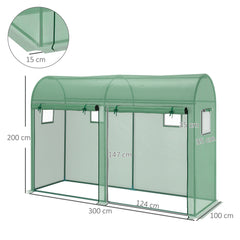 Outsunny Walk-in Greenhouse, Tomato Greenhouse with Double Doors & 4 Windows, Garden Plant Growth Green House with PE Cover, Steel Frame, Green, 3 x 1 x 2 m