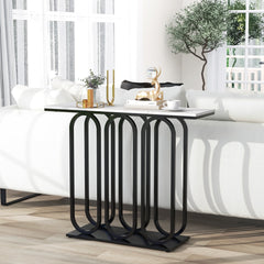 100 CM Faux Marble Entryway Table with Adjustable Foot Pads-Black