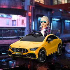 AIYAPLAY Mercedes-Benz AMG CLA 45 Licensed 12V Kids Electric Car Ride on Car w/ Remote, Suspension Lights Music Horn - Yellow