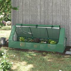 Outsunny Portable Small Polytunnel, Mini Greenhouse with Mesh Windows for Indoor and Outdoor, 240x90x90cm, Green