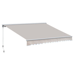 Outsunny 3.5Lx2.5M Retractable Manual/Electric Awning-Cream White/White