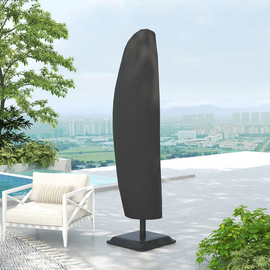 Outsunny Parasol Cover, Cantilever Umbrella Cover, Banana Umbrella Protector with Zipper for Outdoor Garden, Patio, Black