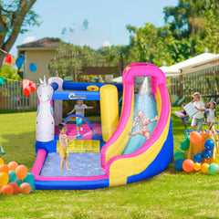 Outsunny 5 in 1 Bouncy Castle, with Blower, for Ages 3-8 Years - Multicoloured