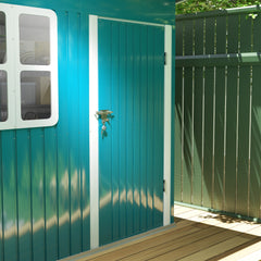 Outsunny 7 x 4ft Galvanised Steel Garden Shed, with Lock and Gloves - Green