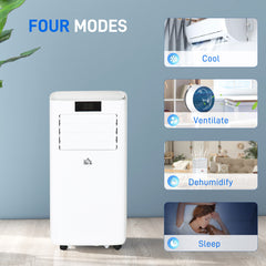 HOMCOM 10000 BTU Air Conditioning Unit, 3-in-1 Portable Air Conditioner, Dehumidifier, Cooling Fan with Remote Control, LED Display, 2 Speeds, 24H Timer, Window Venting Kit, 22m√Ç¬≤