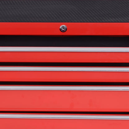 DURHAND 7-Drawer Rolling Tool Chest on Wheels, Lockable Tool Cabinet with Side Handle, Metal Tool Box Trolley for Garage, Workshop, Red