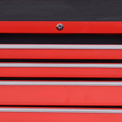 DURHAND 7-Drawer Rolling Tool Chest on Wheels, Lockable Tool Cabinet with Side Handle, Metal Tool Box Trolley for Garage, Workshop, Red