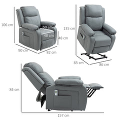 HOMCOM Electric Power Lift Recliner Chair Vibration Massage Reclining Chair with Remote Control and Side Pocket, Grey