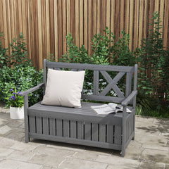 Outsunny 2-Seater Garden Storage Bench for Patio Wood Porch Decor Outdoor Seating, Charcoal Grey