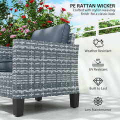 Outsunny Single Rattan Armchair, with Cushions - Light Grey