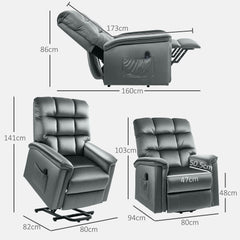 HOMCOM Velvet-Feel Electric Lift Recliner Chair - Dark Grey