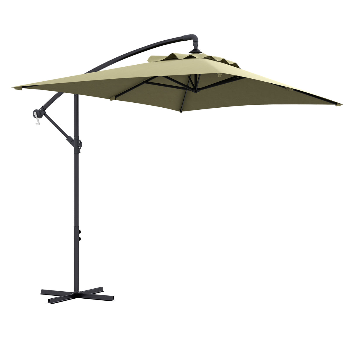 Outsunny 3m Square Canopy Cantilever Parasol, with Cross Base - Beige