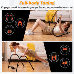 Foldable Ab Trainer with Padded Headrest and Handles for Whole Body Workout-Black