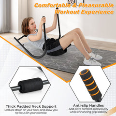 Foldable Ab Trainer with Padded Headrest and Handles for Whole Body Workout-Black