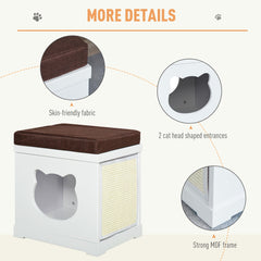 PawHut Cat House Bed Cat Scratching Cube for Small Cat Pet Furniture with Removable Scratching Pad and Soft Cushion White