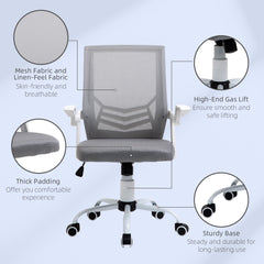 Vinsetto Office Chair, Ergonomic Desk Chair, Executive Computer Chair with 90√Ç¬∞ Flip-up Armrest and Lumbar Support, Adjustable Height for Home/Office, Grey