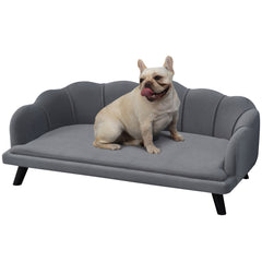 PawHut Dog Sofa, Pet Couch Bed for Medium, Large Dogs, with Legs, Cushion - Grey