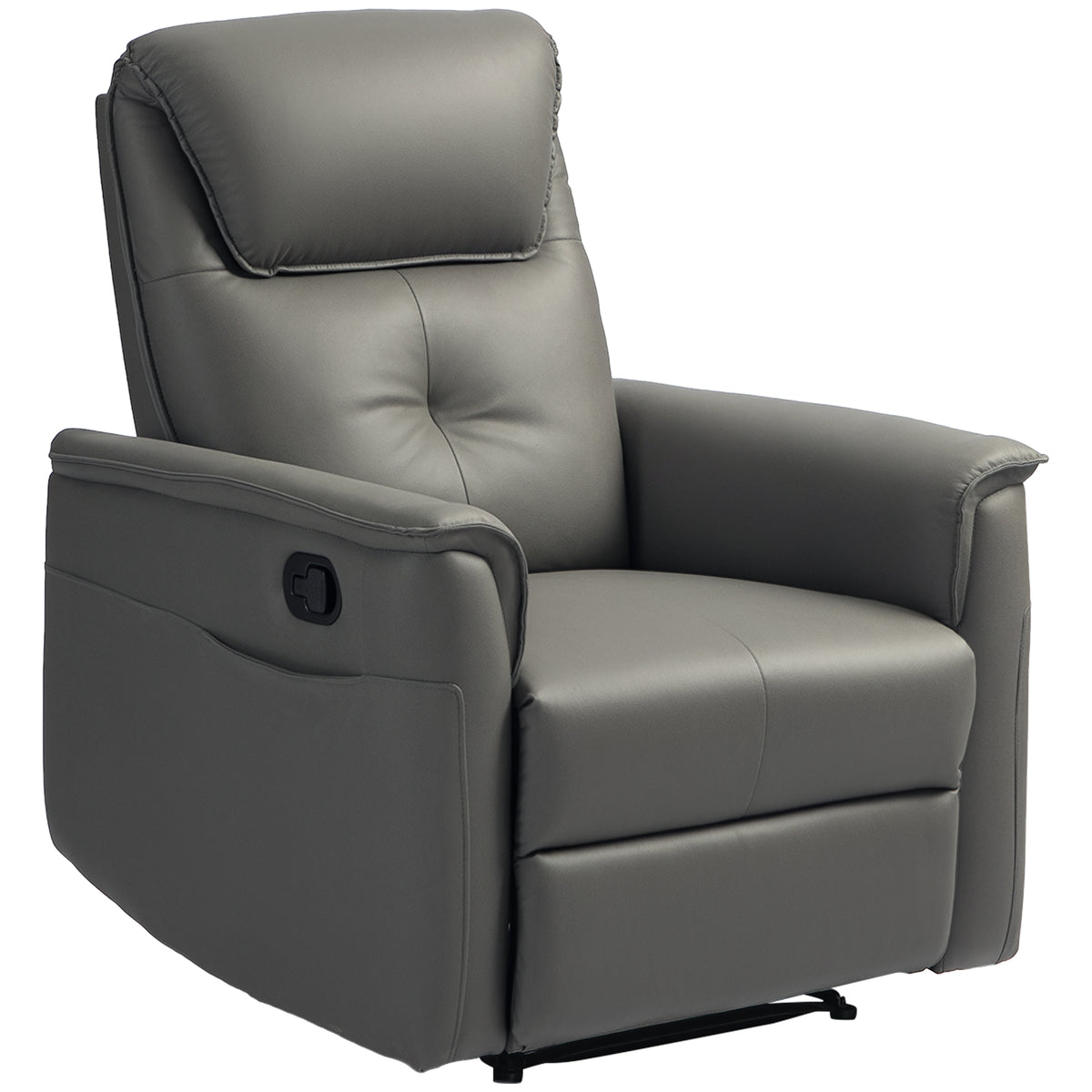 HOMCOM Recliner Armchair with Thick Padded Spring Cushion, Microfibre Manual Reclining Chair with Adjustable Leg Rest, Side Pockets for Living Room, Bedroom, Light Grey