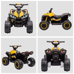 HOMCOM 12V Ride-On Quad Bike w/ Music, Horn, for Ages 3+ Years - Yellow