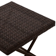 Outsunny Folding Rattan Garden Coffee Table, Small Square Outdoor Bistro Side Table with Rattan Top for Patio, Balcony, Porch, 40 x 40 x 40 cm, Brown