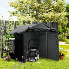 Outsunny 2.2 x 1.6 m Garden Storage Tent, Waterproof Anti-UV Bike Tent with Roll-up Zipper Door, Galvanised Outdoor Storage Shelter Carport for Bike, Motorbike, Garden Tools, Black