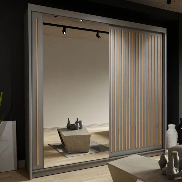 Zeus Sliding Door Wardrobe Multiple Sizes - Available in Oak,Grey, White or Black
