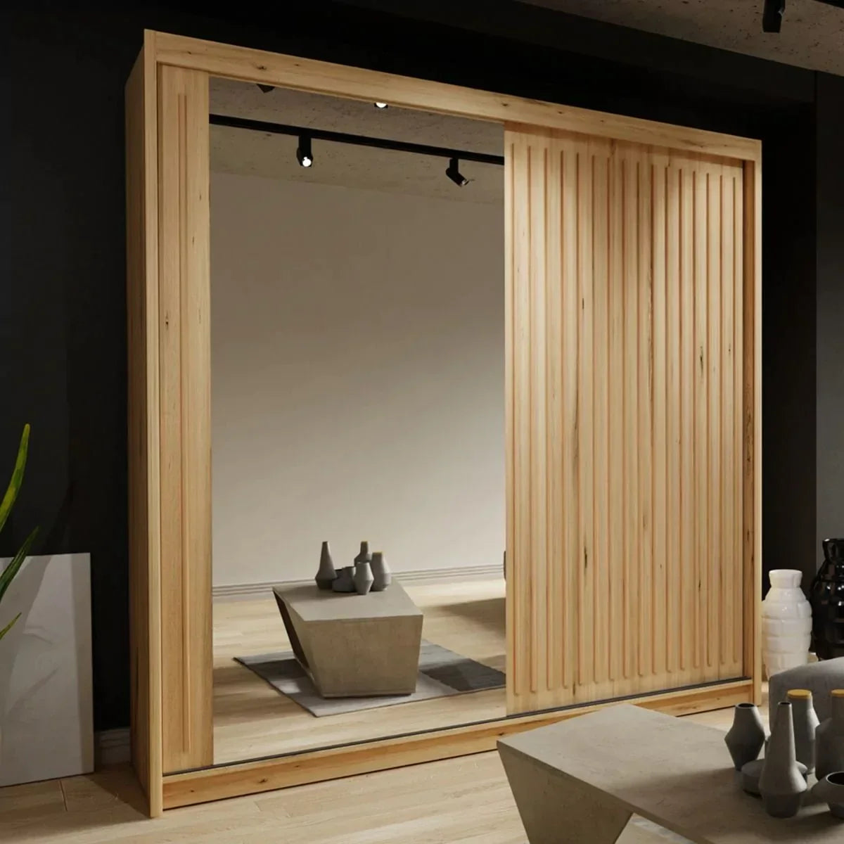 Zeus Sliding Door Wardrobe Multiple Sizes - Available in Oak,Grey, White or Black