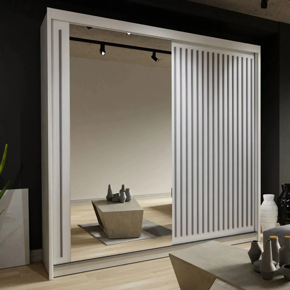 Zeus Sliding Door Wardrobe Multiple Sizes - Available in Oak,Grey, White or Black