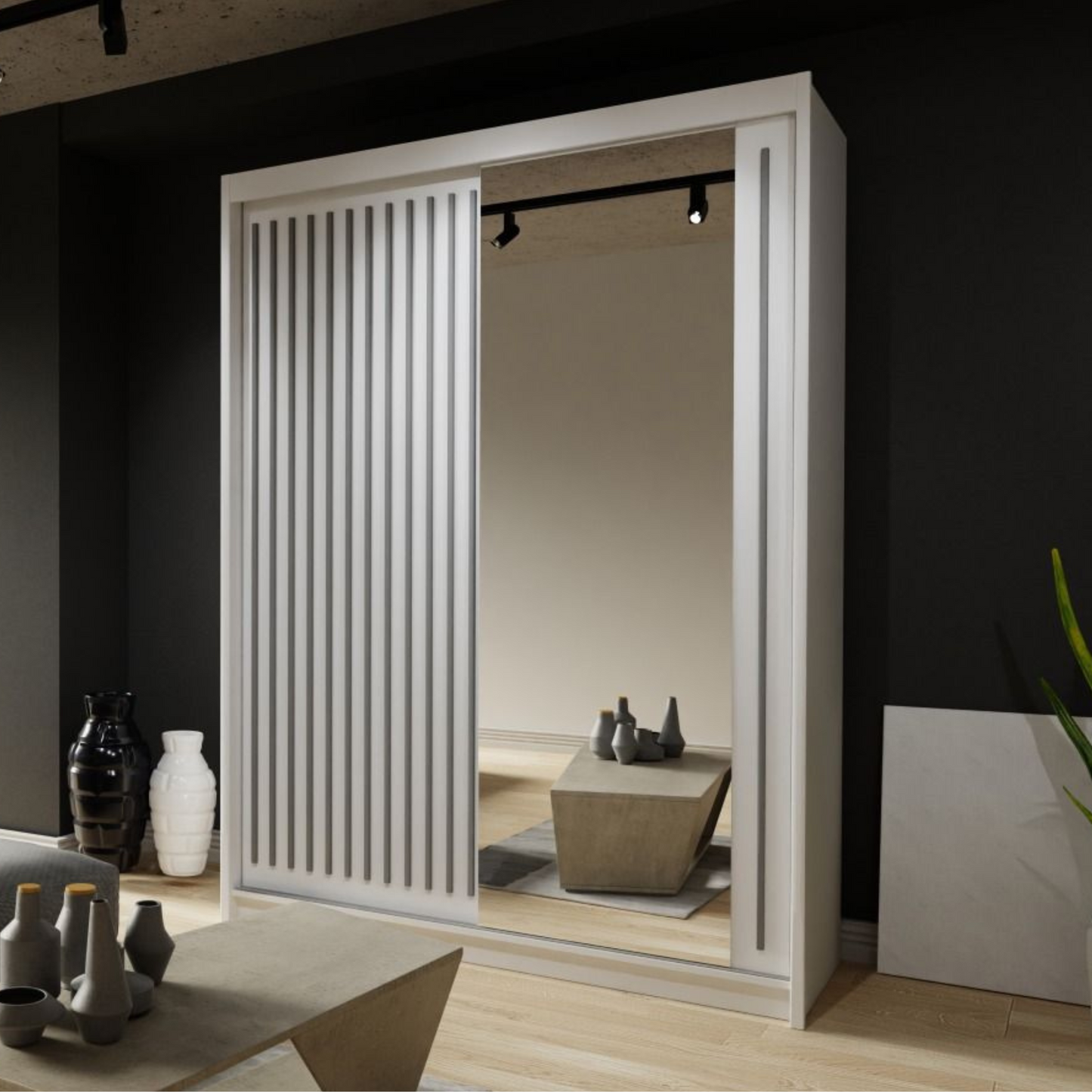 Zeus Sliding Door Wardrobe Multiple Sizes - Available in Oak,Grey, White or Black