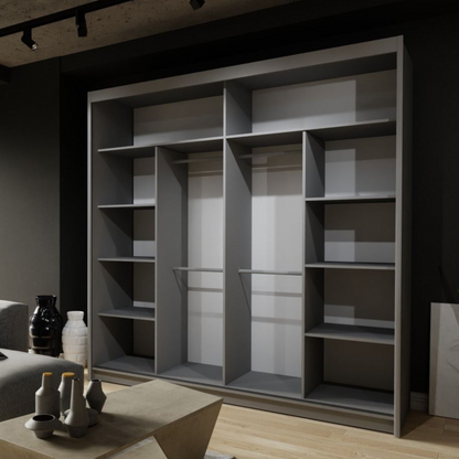 Zeus Sliding Door Wardrobe Multiple Sizes - Available in Oak,Grey, White or Black