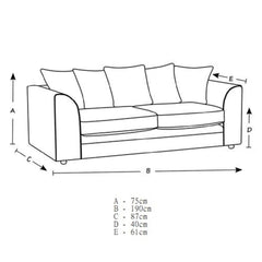 Colourful Oxford Jumbo Cord Scatter back Design 3 Seater Sofa - Green and Other Colours