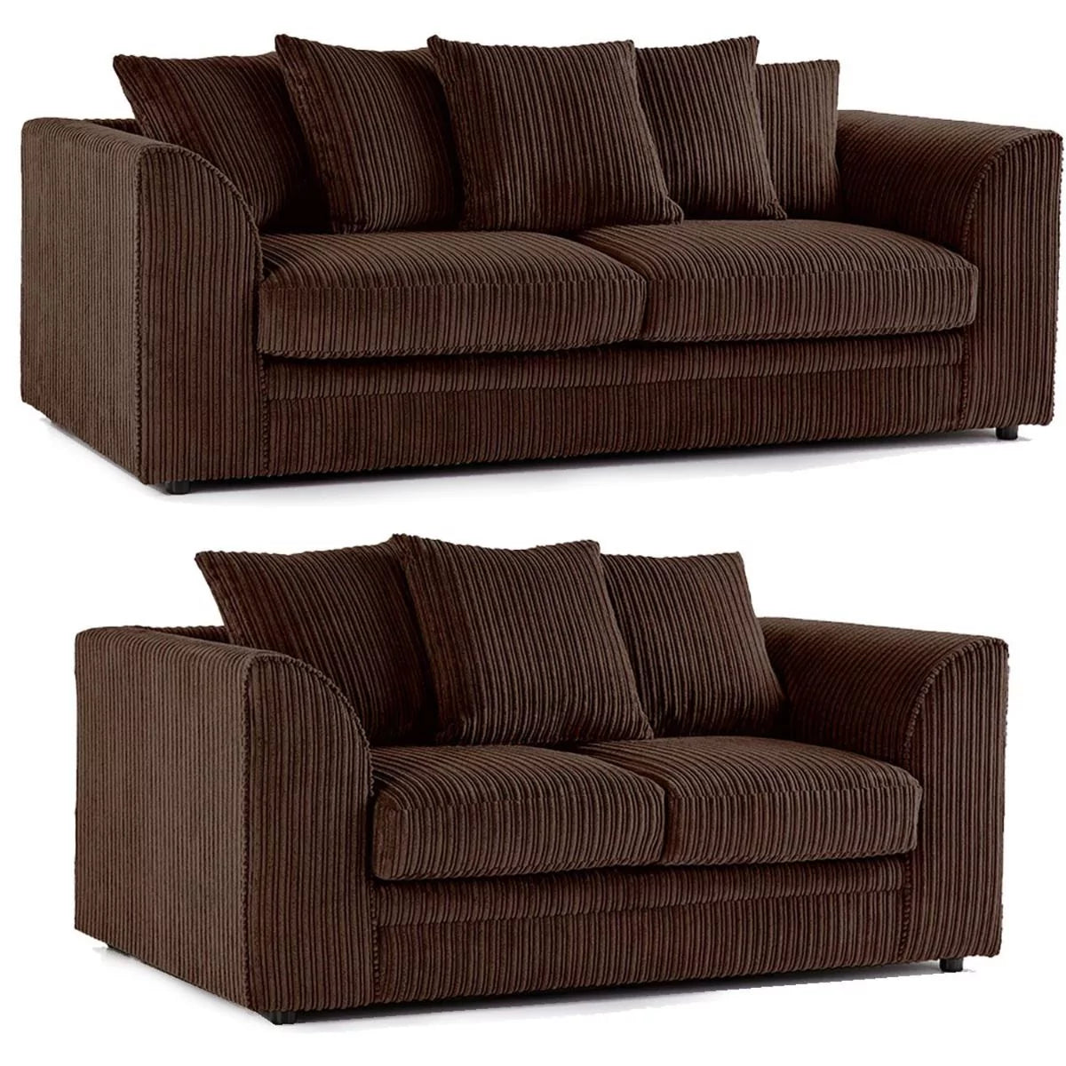 Oxford Scatter Back Full Jumbo Cord Sofa Set – Chocolate and Other Colours