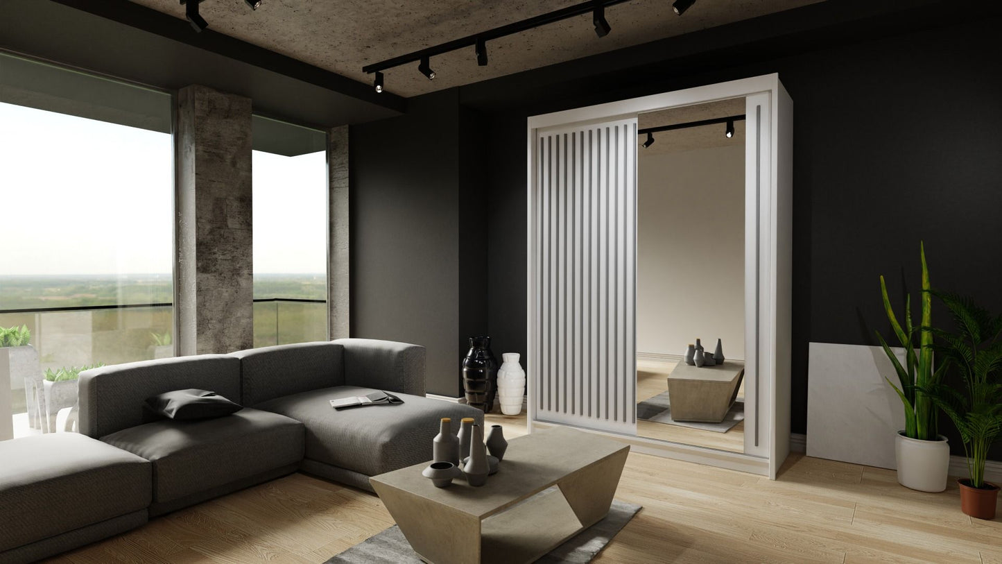 Zeus Sliding Door Wardrobe Multiple Sizes - Available in Oak,Grey, White or Black
