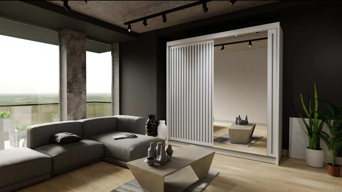 Zeus Sliding Door Wardrobe Multiple Sizes - Available in Oak,Grey, White or Black