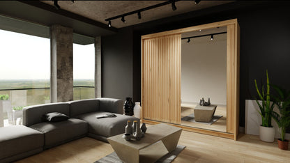 Zeus Sliding Door Wardrobe Multiple Sizes - Available in Oak,Grey, White or Black