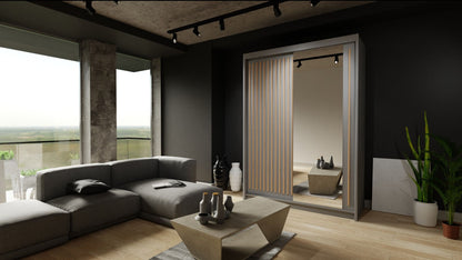 Zeus Sliding Door Wardrobe Multiple Sizes - Available in Oak,Grey, White or Black