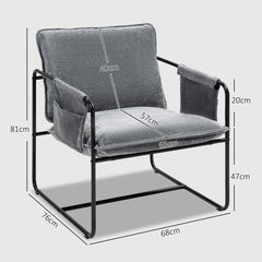 HOMCOM Minimal Padded Accent Chair, with Pockets - Grey