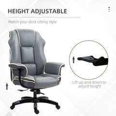 Vinsetto High Back Office Chair, PU Leather Desk Chair, Reclining Swivel Computer Chair for Home, Grey