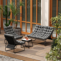 Outsunny Four-Piece Curved Seat Garden Sofa Set - Grey/Black