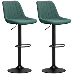 HOMCOM Set of Two Chenille-Feel Tub Bat Stools - Green