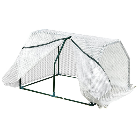 Outsunny Mini Greenhouse Grow House PVC Cover Steel Frame White 99L x 71W x 60H cm