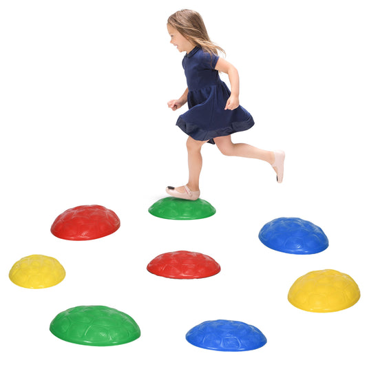 ZONEKIZ Eight-Piece Kids Stepping Stones, with Non-Slip Mats, Balance River Stones