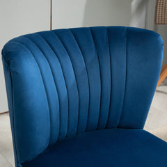 HOMCOM Modern Accent Chair, Fabric Living Room Chair with Rubber Wood Legs and Thick Padding, Dark Blue