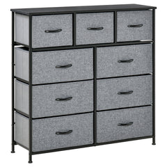 HOMCOM Nine Drawer Fabric Dresser - Grey