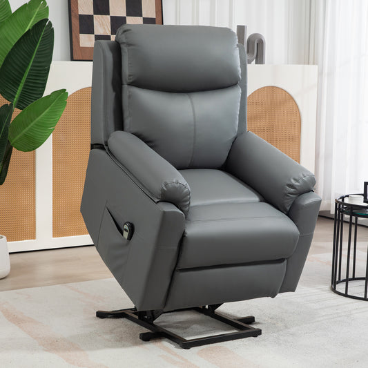 HOMCOM Faux Leather 70√Ç¬∞ Electric Riser Recliner Chair - Grey