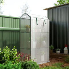 Outsunny 40 x 100cm Three Shelf Steel Frame Greenhouse - White