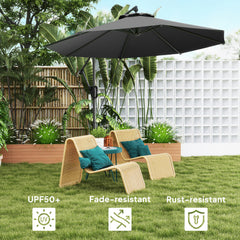 Outsunny 3(m) Garden Cantilever Parasol with Cover and Wind Protection Strap, Round Overhanging Umbrella with Crank Handle and Tilt, Banana Patio Umbrella for Outdoor Sun Shade, UPF50+, Grey