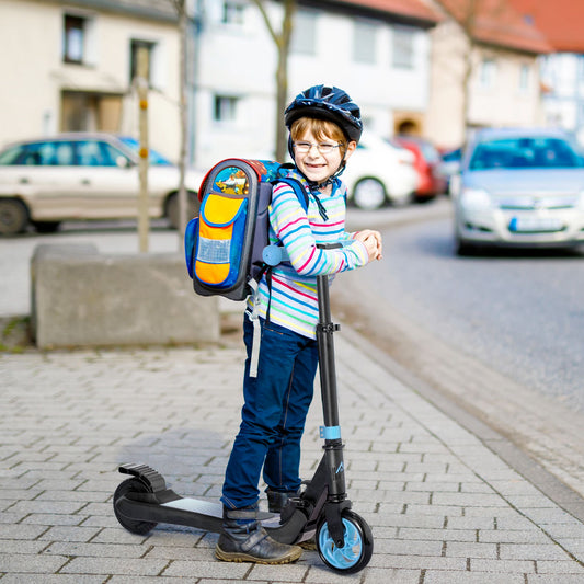 HOMCOM Folding Electric Scooter with Brake, for Ages 6+ Years, 8km/h Maximum Speed, Blue