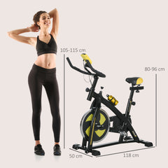 SPORTNOW Exercise Bike, Indoor Stationary Bike, Cycling Machine with Adjustable Seat and Resistance for Home Gym Workout, Yellow