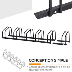 HOMCOM Bike Stand Parking Rack Floor or Wall Mount Bicycle Cycle Storage Locking Stand 179L x 33W x 27H (6 Racks, Black)